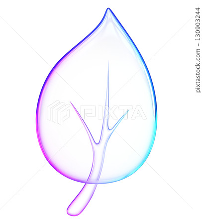 3D glassmorphism leaf with smooth gradient. Minimal glossy natural element for eco, organic, and environmental concepts 3D glassmorphism leaf with smooth gradient. Minimal glossy natural element for eco, organic, and environmental concepts 130903244