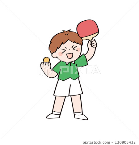 乒乓球男孩插圖 130903432