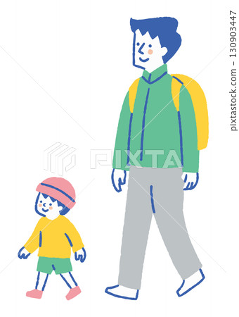 Father and son enjoying hiking_Color 130903447
