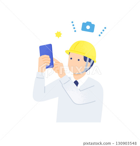 一名男工人用智慧型手機拍攝建築工地的記錄照片 一名男工人用智慧型手機拍攝建築工地的記錄照片 130903548