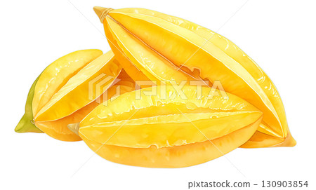 透明背景上的楊桃水彩插圖（png） 130903854