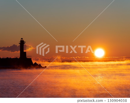 Lighthouse at Shibetsu Fishing Port, Hokkaido, and the departure of the storm Lighthouse at Shibetsu Fishing Port, Hokkaido, and the departure of the storm 130904038