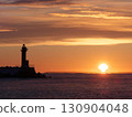 Lighthouse at Shibetsu Fishing Port, Hokkaido, and the departure of the storm 130904048