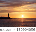 Lighthouse at Shibetsu Fishing Port, Hokkaido, and the departure of the storm 130904056