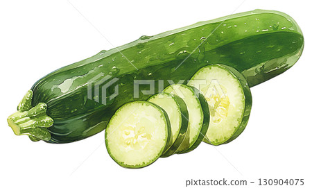 Watercolor illustration of zucchini on a transparent background (png) Watercolor illustration of zucchini on a transparent background (png) 130904075