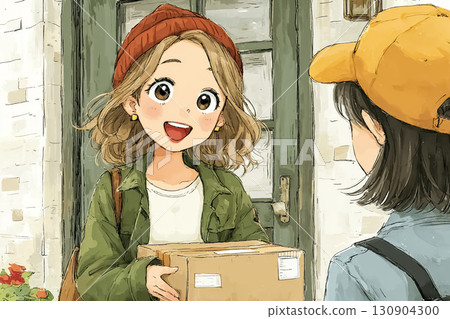 Miyu series: Miyu receives a package at the front door 130904300