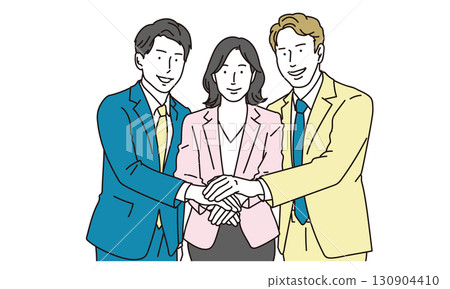 商界人士聯手插畫素材 130904410