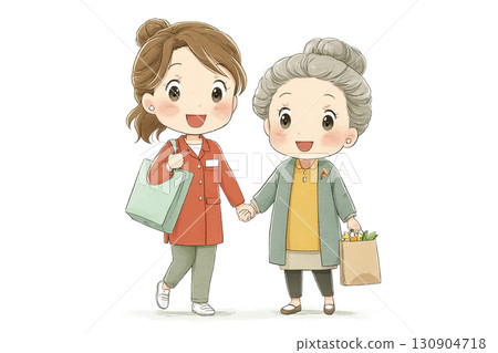 美優系列:美優幫助老人把藥放進藥包帶回家的場景 美優系列:美優幫助老人把藥放進藥包帶回家的場景 130904718