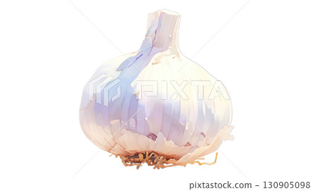Garlic watercolor illustration on transparent background (png) 130905098