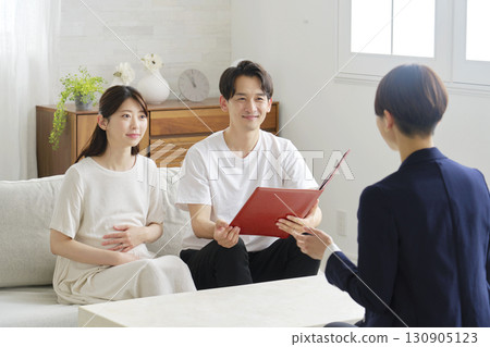 Financial planner talking to a couple in their 20s Financial planner talking to a couple in their 20s 130905123