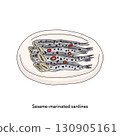 Chiba specialty: Sesame-marinated sardines illustration_line drawing 130905161