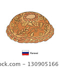 Line drawing of Russian dish Karavai 130905166