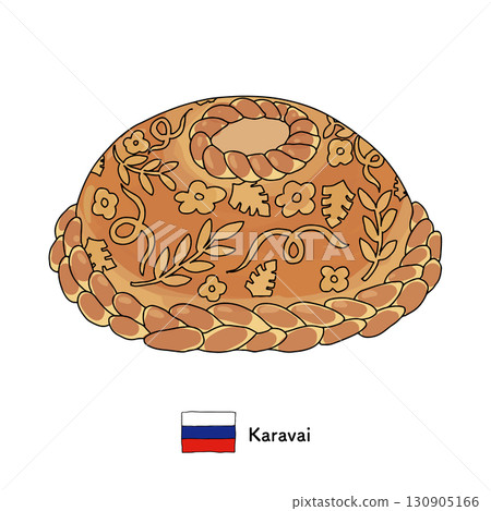 Line drawing of Russian dish Karavai 130905166