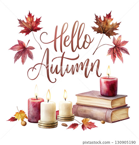 Hello Autumn Watercolor white background  130905190