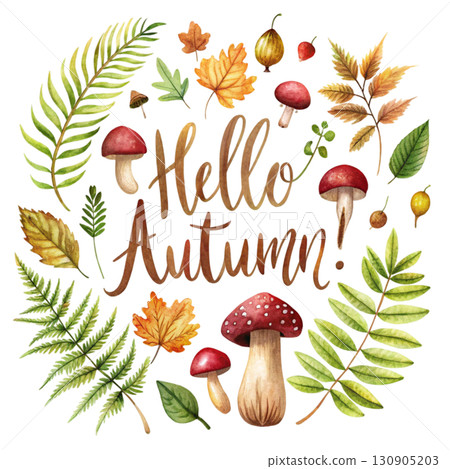 Hello Autumn Watercolor white background  130905203