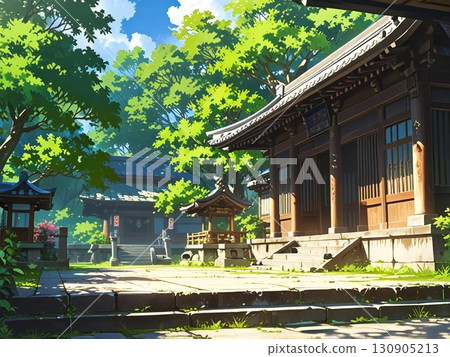 綠樹環繞的日本寺廟 130905213