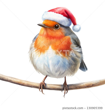Minimal watercolor illustration of a cute robin with a red chest Watercolor white background Minimal watercolor illustration of a cute robin with a red chest Watercolor white background 130905399