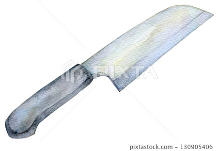 Watercolor illustration, hand-drawn illustration, analog illustration, kitchen knife Watercolor illustration, hand-drawn illustration, analog illustration, kitchen knife 130905406