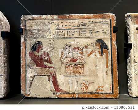 Ancient reliefs on display at the Grand Egyptian Museum in Giza Ancient reliefs on display at the Grand Egyptian Museum in Giza 130905531