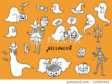 手繪萬聖節黑白套裝 130905648