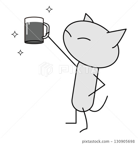 A cat happily holding a draft beer A cat happily holding a draft beer 130905698