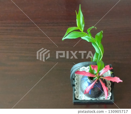 一朵紅色的花,花瓶裡的嘉蘭 一朵紅色的花,花瓶裡的嘉蘭 130905717