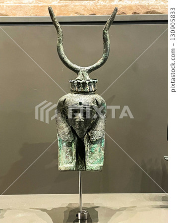 Ancient statue of Hathor on display at the Grand Egyptian Museum in Giza 130905833