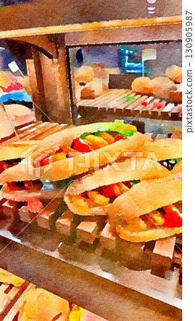 Watercolor style food 130905987