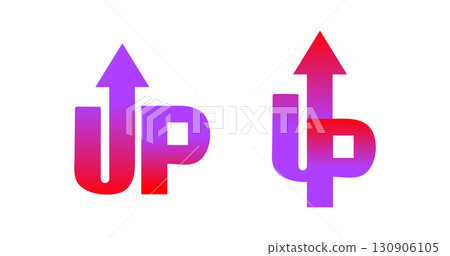 Dynamic UP arrow graphic with vibrant color gradient. U and P letter. 130906105