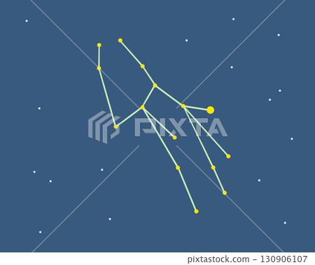 Illustration of the Virgo constellation line floating in the night sky Illustration of the Virgo constellation line floating in the night sky 130906107