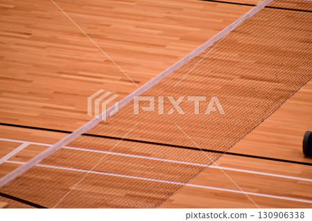 The scene of badminton court. Indoor badminton court. Sport or recreation concept. The scene of badminton court. Indoor badminton court. Sport or recreation concept. 130906338
