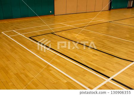 The scene of badminton court. Indoor badminton court. Sport or recreation concept. 130906355