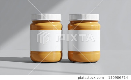 Jar of Peanut Butter on White Background Jar of Peanut Butter on White Background 130906714