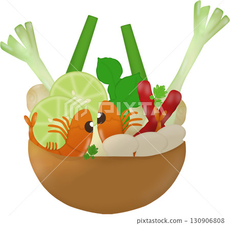 bowl with vegetables and fruits 130906808