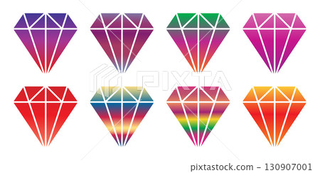 Diamonds icons, diamond jewels, colored diamonds collection. Diamonds icons, diamond jewels, colored diamonds collection. 130907001