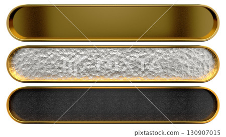 Luxurious gold caption base set Gold, white, and black 3DCG illustration material 130907015