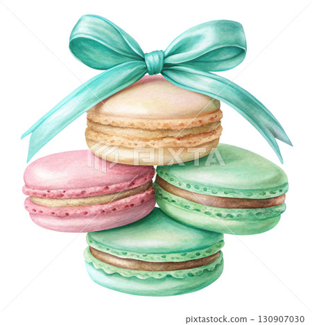 Three macarons in gradient tones stacked together clipart watercolor Three macarons in gradient tones stacked together clipart watercolor 130907030