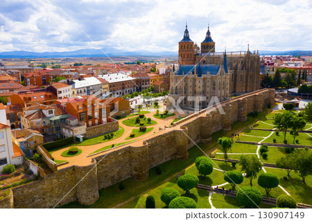 Aerial view on the Episcopal Palace of Astorga. Spain Aerial view on the Episcopal Palace of Astorga. Spain 130907149