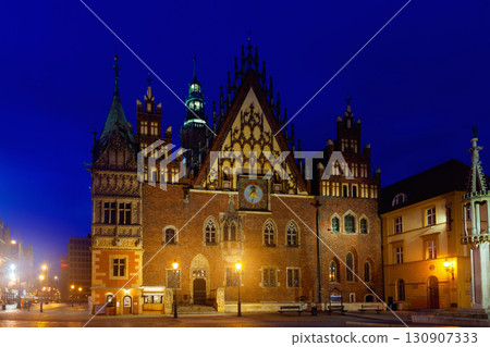 Old Town Hall of Wroclaw in night lights Old Town Hall of Wroclaw in night lights 130907333