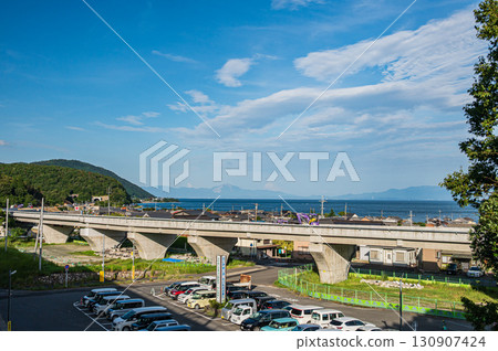 滋賀縣大津市北小松市 從湖西線北小松月台眺望琵琶湖 130907424