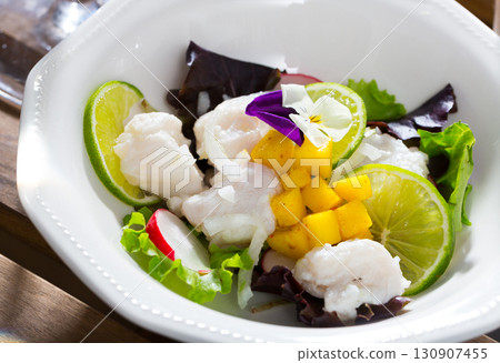 Codfish ceviche with lime and mango 130907455