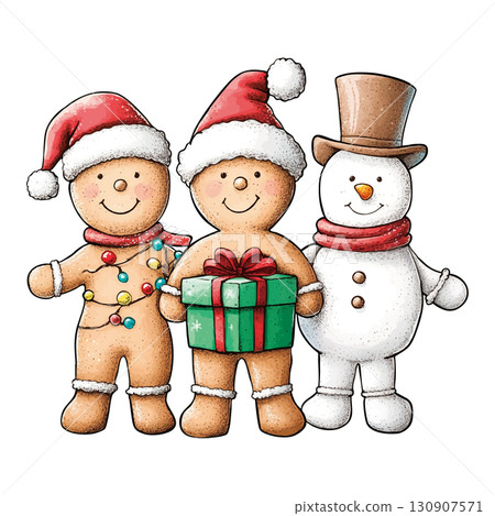 Gingerbread Man and Snowman 130907571