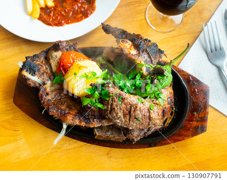 Fried beef with vegetables Fried beef with vegetables 130907791