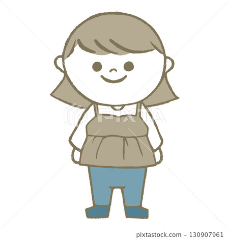 穿長袖和長褲的女孩 穿長袖和長褲的女孩 130907961