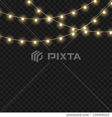 Glowing Christmas lights garland for festive holiday and party decor. Vector Glowing Christmas lights garland for festive holiday and party decor. Vector 130908020