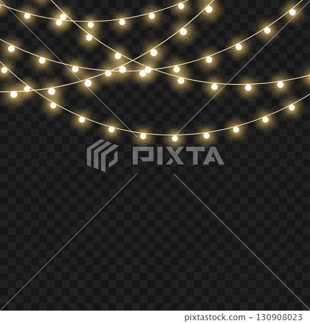 Glowing Christmas lights garland for festive holiday and party decor. Vector Glowing Christmas lights garland for festive holiday and party decor. Vector 130908023