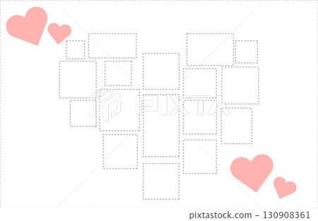 Heart-shaped photo frame with white background 130908361