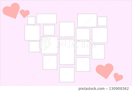 Heart-shaped photo frame on a pink background 130908362