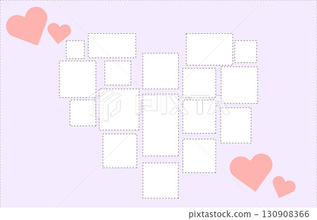 Heart-shaped photo frame with purple background 130908366