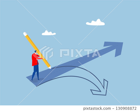Businessman draw new arrow metaphor of change direction to achieve success,Change direction or career path for best opportunity,Adjustment or change in a progressive direction 130908872